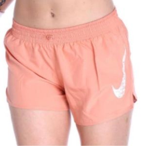NWT Nike Dri-FIT Swoosh Mid-Rise Running Shorts Womens Orange/Peach Sz S